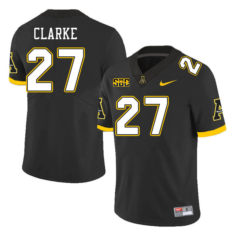 Men #27 Ronald Clarke Appalachian State Mountaineers College Football Jerseys Stitched Sale-Black